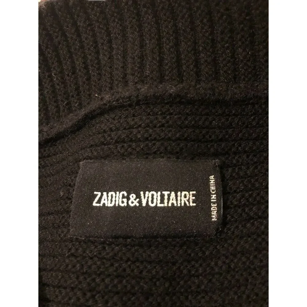Zadig & Voltaire Bali‎ Y Wool Yack Blend Oversized Ribbed Sweater Small Black